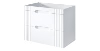 Meuble sous vasque FIDJI 80 cm – Blanc alpin brillant – 2 tiroirs – Fixation murale ou au sol 