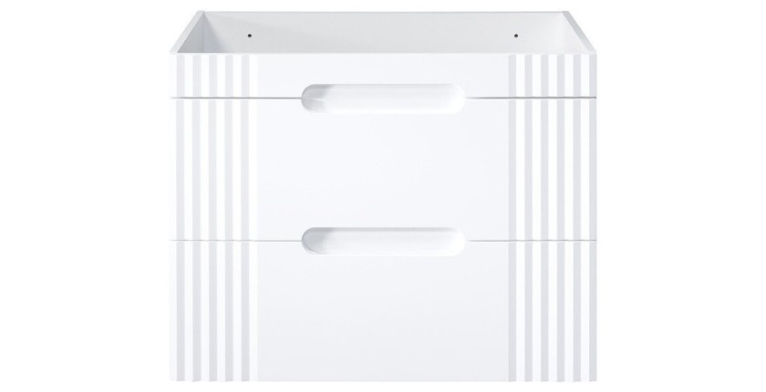 Meuble sous vasque FIDJI 80 cm – Blanc alpin brillant – 2 tiroirs – Fixation murale ou au sol 
