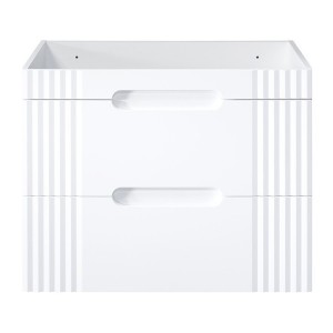 Meuble sous vasque FIDJI 80 cm – Blanc alpin brillant – 2 tiroirs – Fixation murale ou au sol 