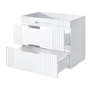 Meuble sous vasque FIDJI 80 cm – Blanc alpin brillant – 2 tiroirs – Fixation murale ou au sol 