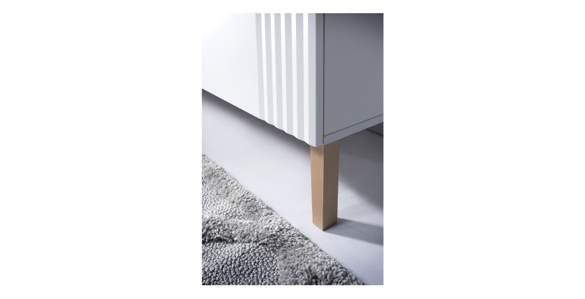 Meuble sous vasque FIDJI 80 cm – Blanc alpin brillant – 2 tiroirs – Fixation murale ou au sol 