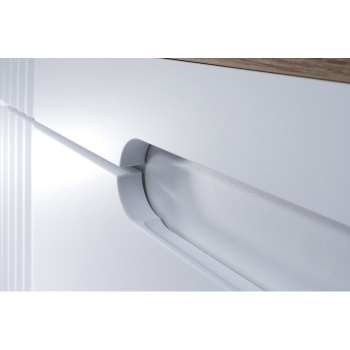 Meuble sous vasque FIDJI 80 cm – Blanc alpin brillant – 2 tiroirs – Fixation murale ou au sol 