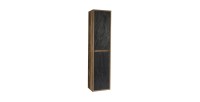 Colonne de salle de bain suspendue GABI 170 cm – Finition ardoise et chêne foncé – Style rustique 
