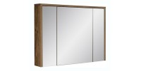Meuble de rangement GABI 100 cm – 3 portes miroir – Finition ardoise et bois – À suspendre 