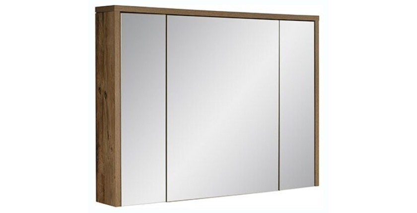 Meuble de rangement GABI 100 cm – 3 portes miroir – Finition ardoise et bois – À suspendre 