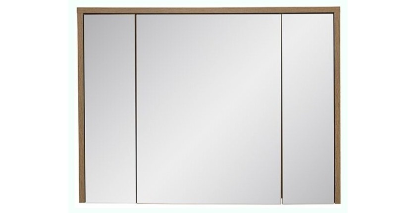 Meuble de rangement GABI 100 cm – 3 portes miroir – Finition ardoise et bois – À suspendre 