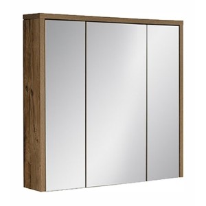 Meuble de rangement GABI 80 cm – 3 portes miroir – Finition ardoise et bois – À suspendre 
