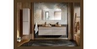 Colonne ICON 160 cm – Finition marron congo – 2 portes – Meuble de salle de bain suspendu 