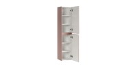 Colonne de salle de bain ICON 160 cm – 2 portes – Finition rose poudré – Meuble suspendu moderne 