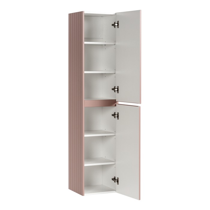 Colonne de salle de bain ICON 160 cm – 2 portes – Finition rose poudré – Meuble suspendu moderne 