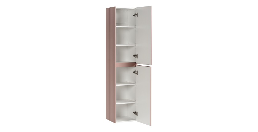 Colonne de salle de bain ICON 160 cm – 2 portes – Finition rose poudré – Meuble suspendu moderne 