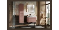 Colonne de salle de bain ICON 160 cm – 2 portes – Finition rose poudré – Meuble suspendu moderne 