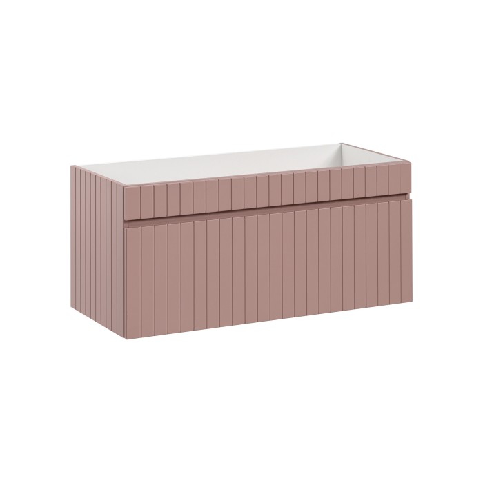 Meuble sous vasque ICON 100 cm – 1 tiroir – Finition rose poudré – Design suspendu moderne 