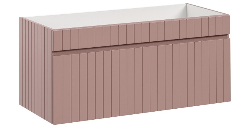 Meuble sous vasque ICON 100 cm – 1 tiroir – Finition rose poudré – Design suspendu moderne 