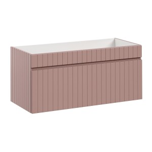 Meuble sous vasque ICON 100 cm – 1 tiroir – Finition rose poudré – Design suspendu moderne 