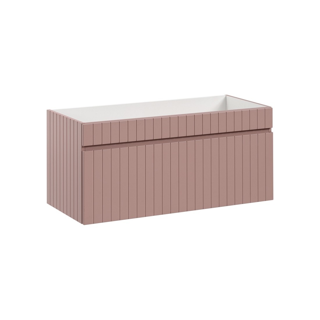 Meuble sous vasque ICON 100 cm – 1 tiroir – Finition rose poudré – Design suspendu moderne 
