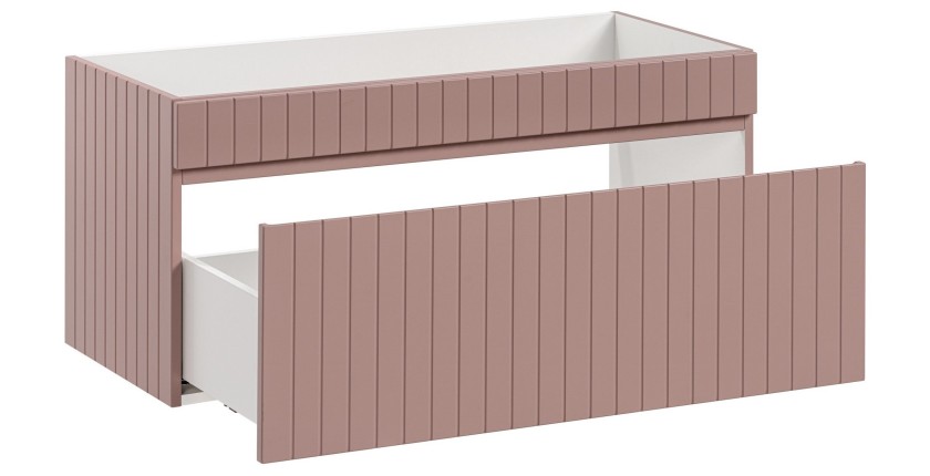 Meuble sous vasque ICON 100 cm – 1 tiroir – Finition rose poudré – Design suspendu moderne 