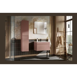 Meuble sous vasque ICON 100 cm – 1 tiroir – Finition rose poudré – Design suspendu moderne 