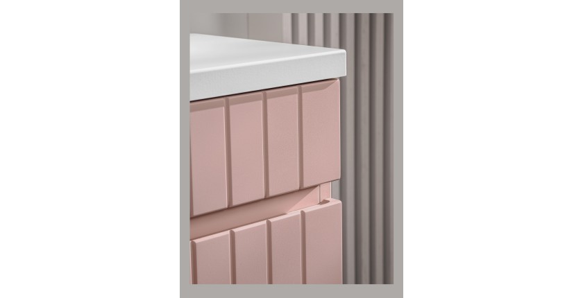Meuble sous vasque ICON 100 cm – 1 tiroir – Finition rose poudré – Design suspendu moderne 