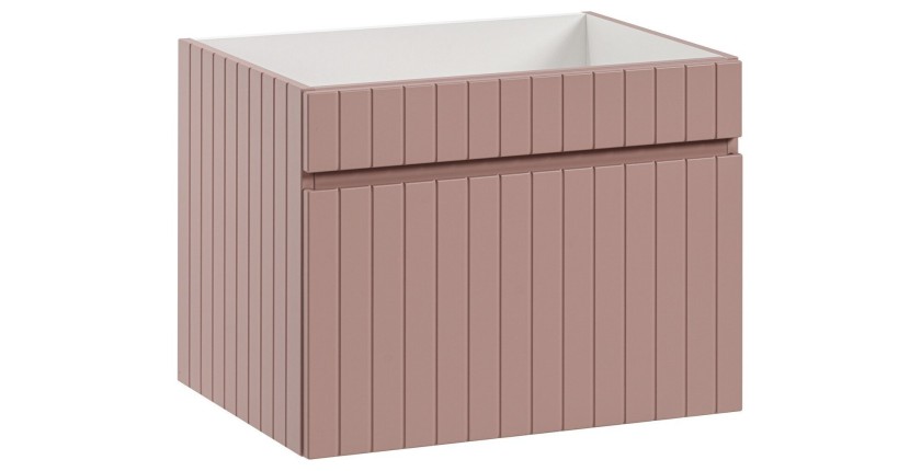 Meuble sous vasque ICON 60 cm – 1 tiroir – Finition rose poudré – Suspendu – Style moderne 