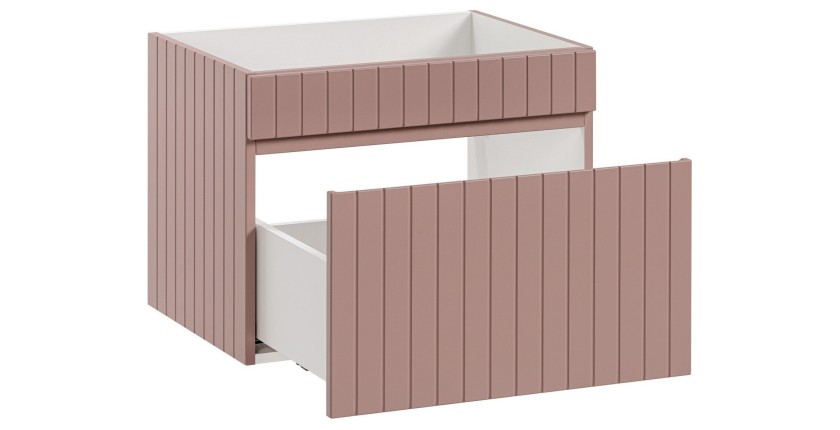 Meuble sous vasque ICON 60 cm – 1 tiroir – Finition rose poudré – Suspendu – Style moderne 