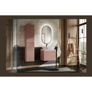 Meuble sous vasque ICON 60 cm – 1 tiroir – Finition rose poudré – Suspendu – Style moderne 