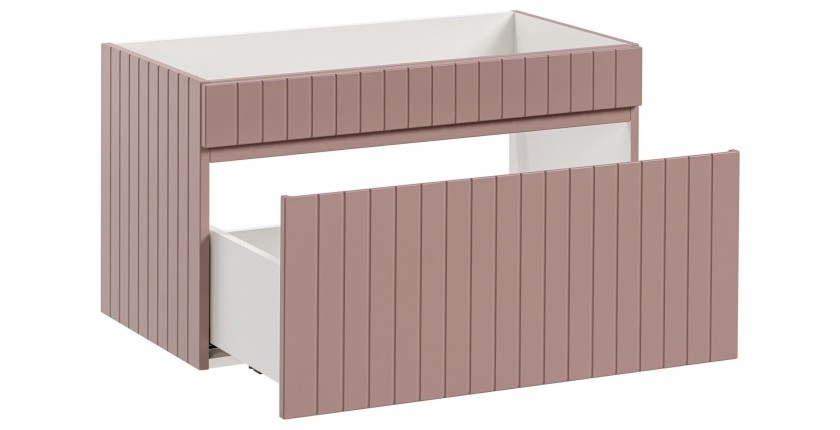 Meuble sous vasque ICON 80 cm – 1 tiroir – Rose poudré – Suspendu – Style moderne 