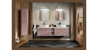 Meuble sous vasque ICON 80 cm – 1 tiroir – Rose poudré – Suspendu – Style moderne 
