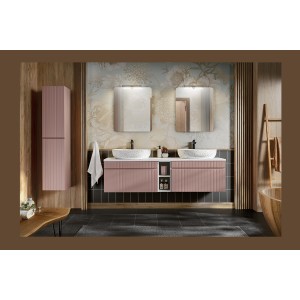 Meuble sous vasque ICON 80 cm – 1 tiroir – Rose poudré – Suspendu – Style moderne 