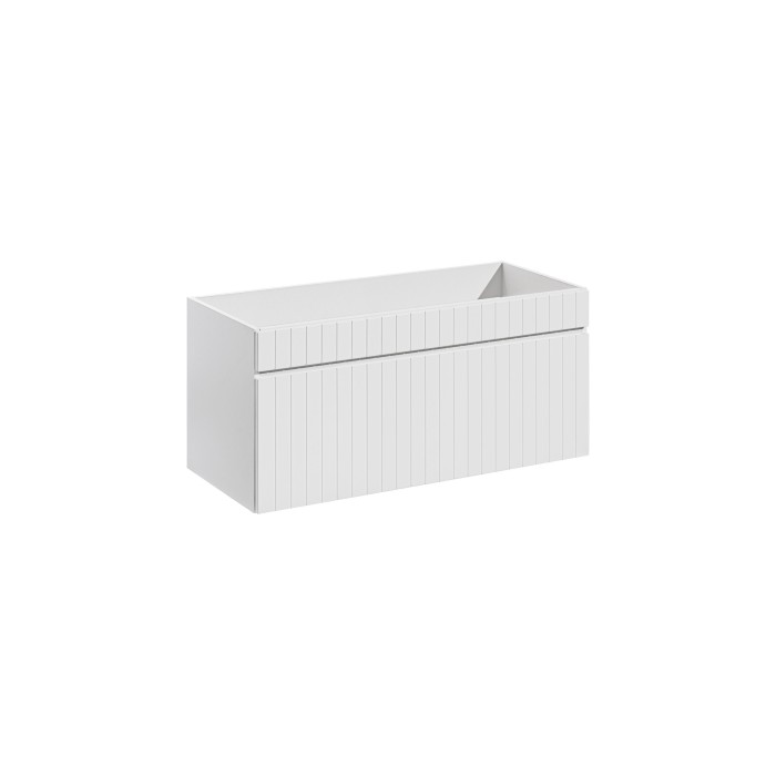 Meuble sous vasque ICON 100 cm – 1 tiroir – Finition blanc alpin – Design suspendu moderne 