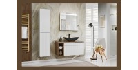 Meuble sous vasque ICON 100 cm – 1 tiroir – Finition blanc alpin – Design suspendu moderne 