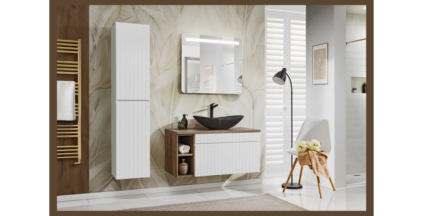 Meuble sous vasque ICON 100 cm – 1 tiroir – Finition blanc alpin – Design suspendu moderne 