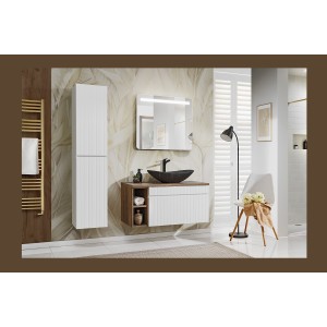 Meuble sous vasque ICON 100 cm – 1 tiroir – Finition blanc alpin – Design suspendu moderne 