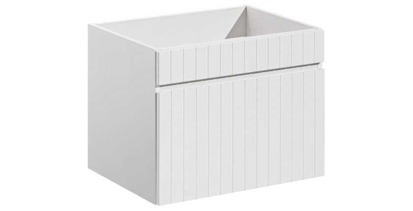 Meuble sous vasque ICON 60 cm – 1 tiroir – Finition blanc alpin – Meuble suspendu moderne 