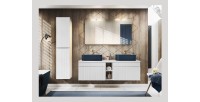 Meuble sous vasque ICON 80 cm – 1 tiroir – Finition blanc alpin – Design suspendu moderne 