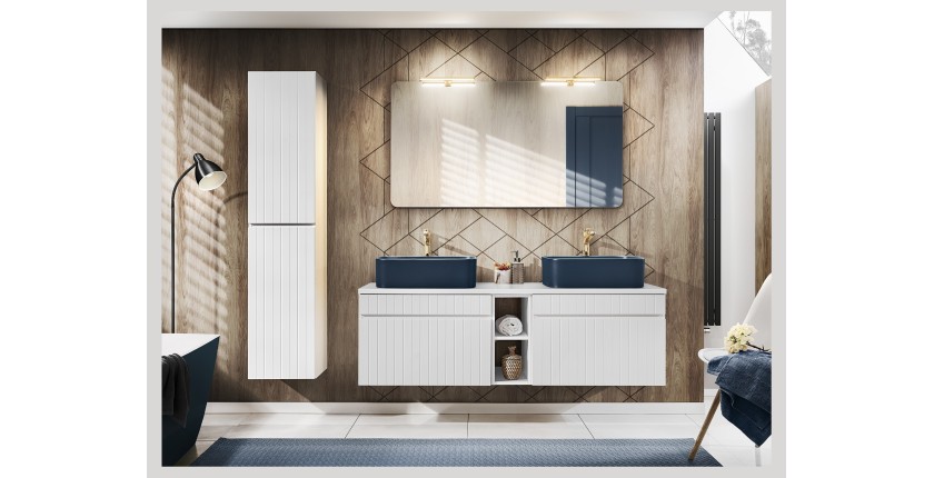 Meuble sous vasque ICON 80 cm – 1 tiroir – Finition blanc alpin – Design suspendu moderne 