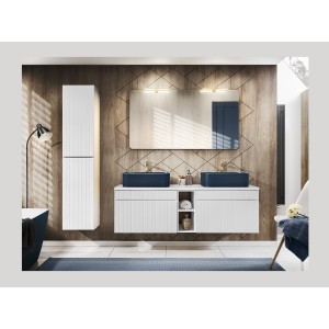 Meuble sous vasque ICON 80 cm – 1 tiroir – Finition blanc alpin – Design suspendu moderne 