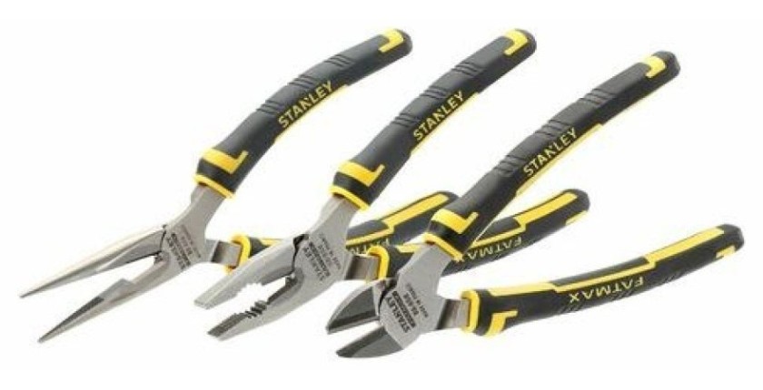 Coffret de 3 pinces Fatmax - Universelle 160 mm - Coupante Diagonale 160 mm - Bec Long Droit 160 mm - STANLEY, 4-84-488
