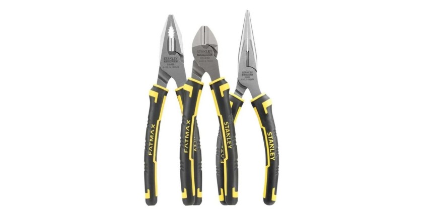 Coffret de 3 pinces Fatmax - Universelle 160 mm - Coupante Diagonale 160 mm - Bec Long Droit 160 mm - STANLEY, 4-84-488