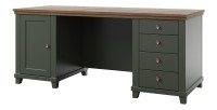 Bureau ASSIA 180 cm vert foncé et bois - Tiroirs, niches et rangement - Élégance intemporelle