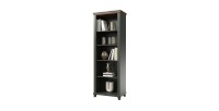 Bibliothèque ASSIA vert foncé et bois 71 cm - 5 niches ouvertes - Élégance sobre et design