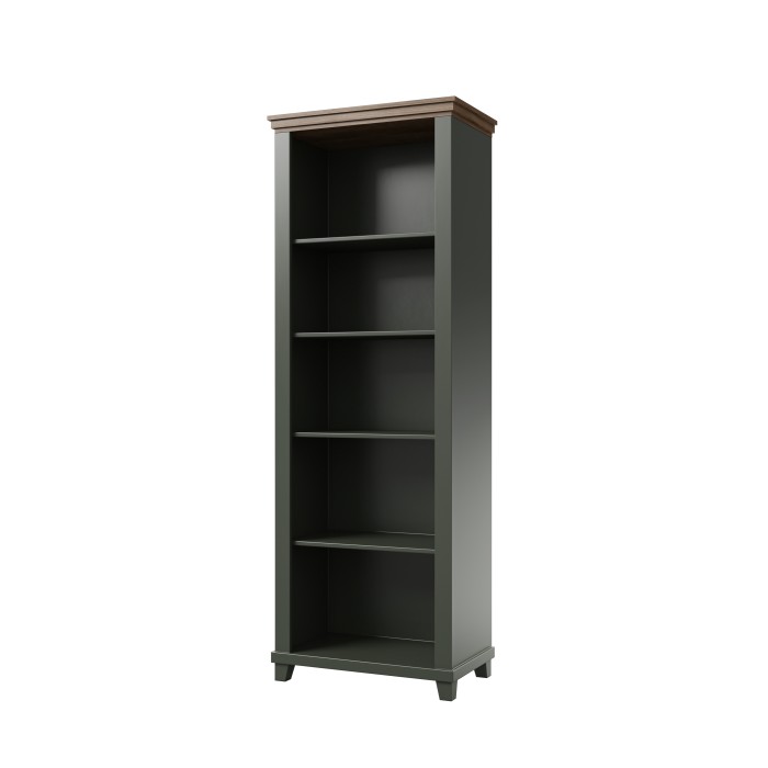 Ensemble bureau ASSIA vert foncé et bois – Bureau 180 cm + bibliothèque + vitrine 2 portes vitrées