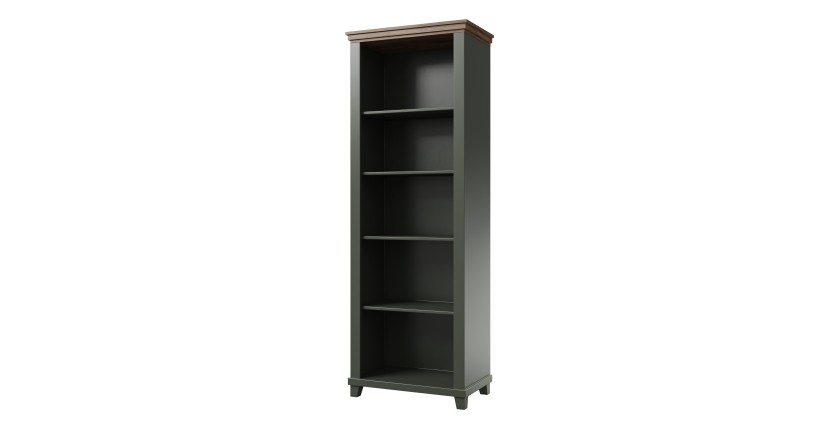 Ensemble bureau ASSIA vert foncé et bois – Bureau 180 cm + bibliothèque + vitrine 2 portes vitrées