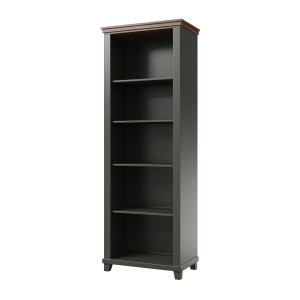 Ensemble bureau ASSIA vert foncé et bois – Bureau 180 cm + bibliothèque + vitrine 2 portes vitrées