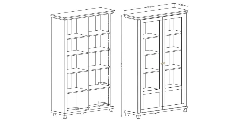 Ensemble bureau ASSIA vert foncé et bois – Bureau 180 cm + bibliothèque + vitrine 2 portes vitrées