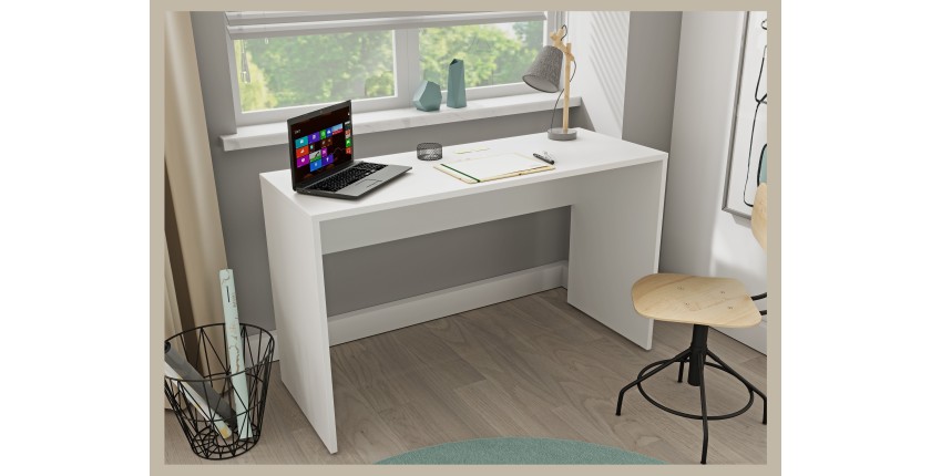 Bureau blanc MELTO 130 cm – Design moderne, durable et idéal pour télétravail ou chambre ado