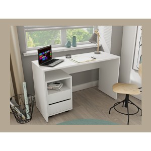 Bureau blanc MELTO 130 cm – Design moderne, durable et idéal pour télétravail ou chambre ado