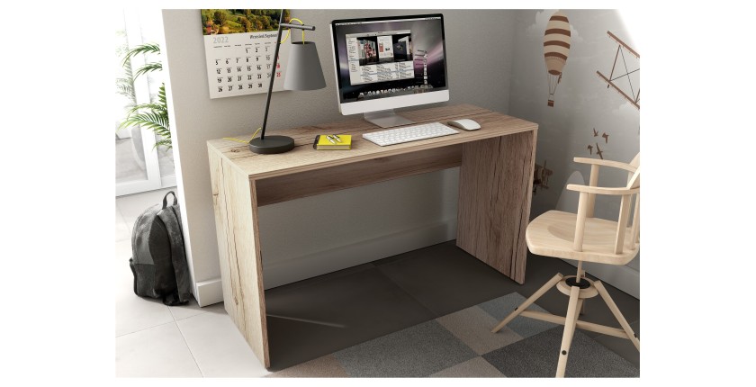Bureau coloris chêne MELTO 130 cm – Style moderne, compact et idéal pour chambre ou télétravail