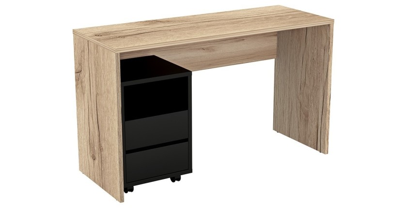 Bureau coloris chêne MELTO 130 cm – Style moderne, compact et idéal pour chambre ou télétravail