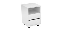 Caisson blanc à roulettes MELTO – 2 tiroirs et 1 niche – Rangement compact et mobile